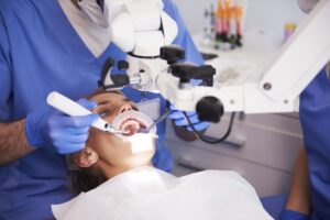 Dentists performing a procedure